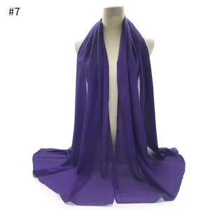 Solid color pearl chiffon women hijab scarf shawl summer sun protection purple head cover #7