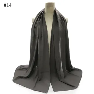 Dark grey chiffon hijab scarf variant, lightweight breathable shawl wrap for women daily wear.