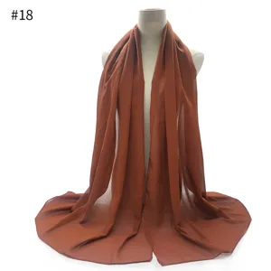 Solid color chiffon scarf lightweight hijab shawl wrap for women sun protection head cover