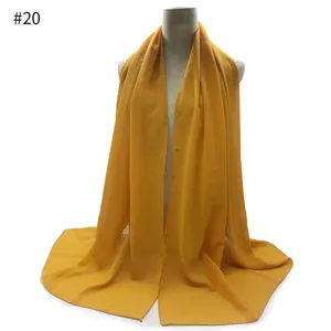 Solid yellow chiffon hijab scarf shawl lightweight sun protection head cover for women (#20)