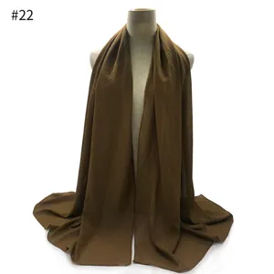 Solid brown chiffon hijab scarf, lightweight bubble wrap shawl and sun protection head cover.