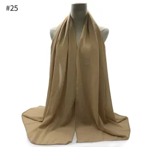 Solid color chiffon hijab scarf for women, lightweight breathable headwrap and sun shawl.