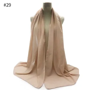 Solid color bubble chiffon hijab scarf for women, lightweight summer shawl and head wrap.