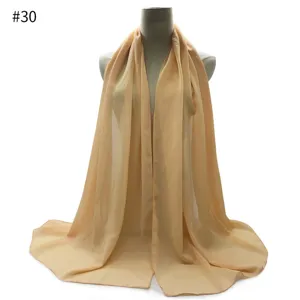 Solid bubble chiffon scarf hijab shawl for women, lightweight sun protection wrap.