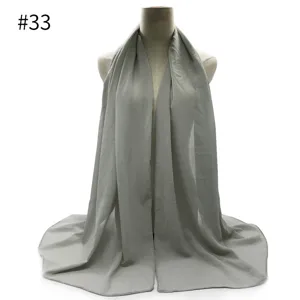 Grey solid pearl chiffon women hijab scarf, lightweight summer shawl and head wrap.