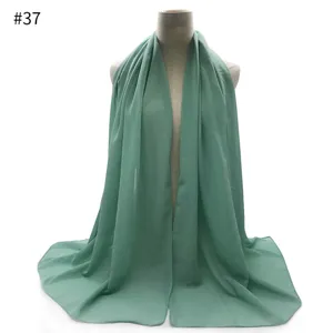 Lightweight solid color chiffon hijab scarf for women, summer sun protection shawl.