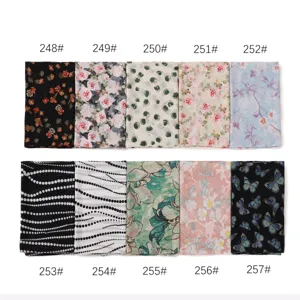 Sciarpa lunga floreale in chiffon perlato, foulard stampato a farfalla da donna, scialle.