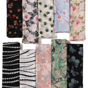 Sciarpa Lunga alla Moda da Donna Chiffon Leggero Stampa Floreale Scialle Foulard Versatile Spiaggia Protezione Solare