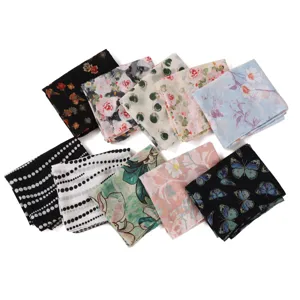 Sciarpa in chiffon con stampa farfalla floreale donna leggero foulard collo scialle moda