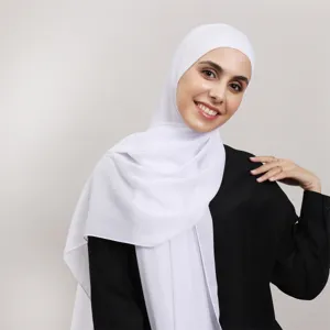 Solid color chiffon hijab set with elastic tube cap for comfortable daily Muslim wear.
