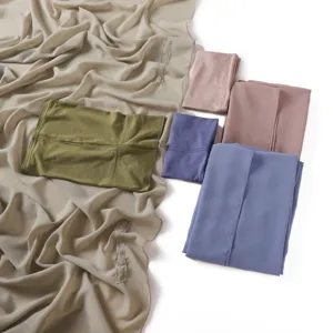 Matching elastic tube cap and solid chiffon long scarf set, elegant Muslim headwear.