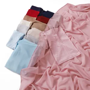 Details of the matching elastic tube cap and solid color chiffon long scarf combo set.