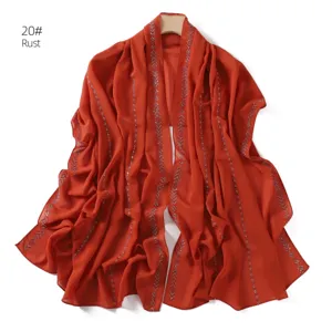 Chic rhinestone chain chiffon scarf elegant long shawl for women fashion daily wear