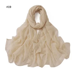 Lightweight rhinestones embellished voile scarf detail, elegant sheer fashion hijab and wrap.