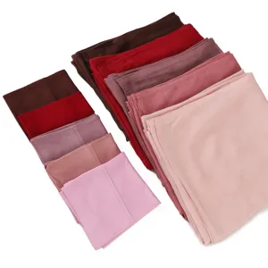 Ensemble foulard modal et bonnet tube assorti, hijab long doux et respirant en plusieurs coloris.