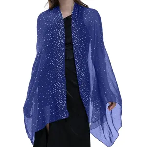 Women's Lightweight Voile Long Scarf Breathable Soft Starry Hot-Drilling Gold-Sprinkled Shawl Headscarf Daily Casual Wear