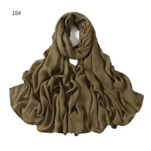 Olive green solid color thin modal breathable scarf detail, soft texture and elegant drape.
