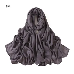 Solid color modal cotton linen scarf breathable hijab shawl for women daily wear accessory