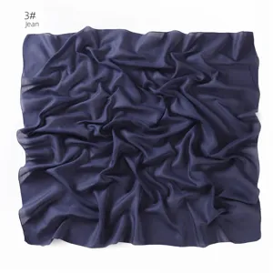 Pañuelo cuadrado de gasa voile lisa para mujer, hiyab azul marino ligero diario.