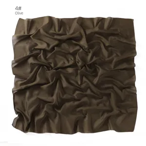 Hiyab cuadrado de gasa liso, pañuelo de algodón transpirable para mujeres, estilo verde oliva.