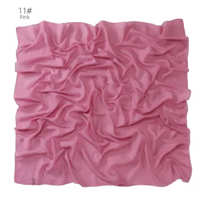 Pañuelo cuadrado de color liso para mujer, hiyab y chal suave y ligero de uso diario.