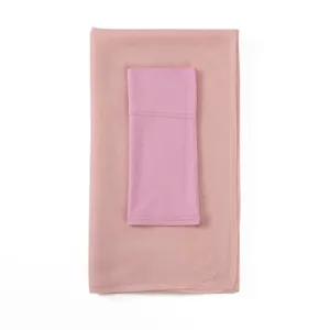 Ensemble foulard hijab en modal et bonnet assorti, écharpe longue rose douce et légère femme.