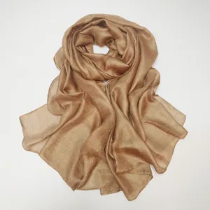 Écharpe en Soie Imitation Couleurunie Châle Long Doux Enveloppement De Tête Grande Taille Pour Femmes Accessoires De Mode Quotidiens