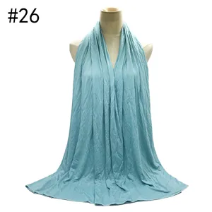Solid color jersey hijab scarf, soft breathable cotton material, detailed view #26.