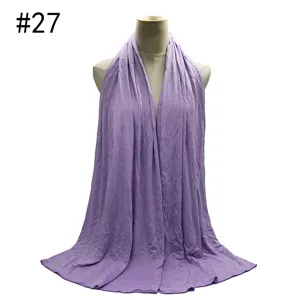 Solid color jersey hijab scarf soft breathable cotton head wrap for women daily wear