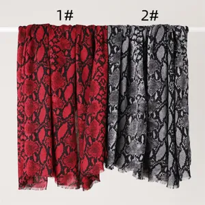 Sciarpa in cotone e lino stampa serpente donna grande scialle moda streetwear elegante