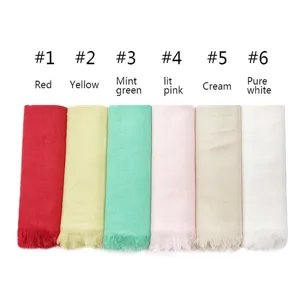 Cotton linen solid color scarf shawl detail variant colors display wholesale supply item