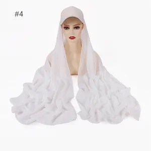 Sportlicher Stil integrierte Baseballkappe und weißer Chiffon Schal 2er Set Kopftuch.