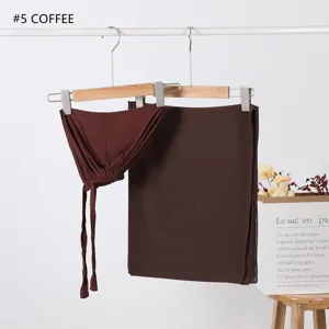 Modal hijab cap and chiffon scarf set in coffee color, comfortable stretch Muslim headwear.