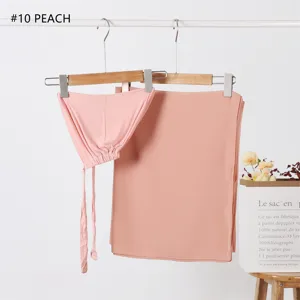 Modal elastic tie inner cap and solid color chiffon scarf set in peach, daily hijab