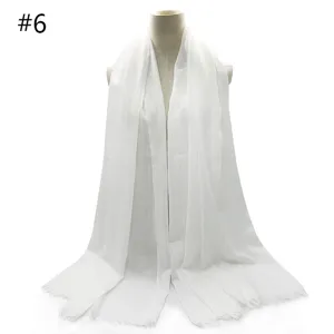 Solid white breathable cotton blend fashion scarf shawl product detail showcase display.