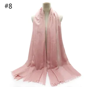 Fashionable solid color cotton linen scarf breathable oversized hijab for women wear
