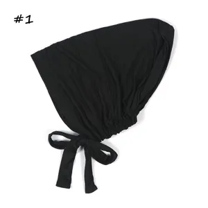 Black modal elastic drawstring inner hijab cap breathable comfortable head cover nice