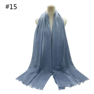 Solid color TR cotton scarf breathable shawl with fringe edges for women daily wear styling