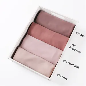 Einfarbiges Perlen-Chiffon Hijab Tuch für Damen, leichtes langes Tuch in eleganten neutralen Farben.