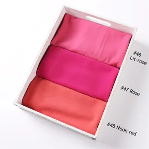 Einfarbiges Chiffon Kopftuch Schal Set in Rosa Tönen, elegante Damen Kopfbedeckung.