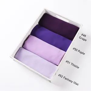 Einfarbig Chiffon Hijab Schal weich leicht atmungsaktiv lila Farbton Detail Ansicht