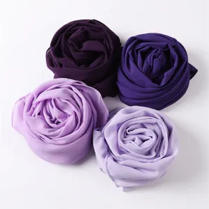 Damen einfarbige Chiffon Hijab Schal, elegante lila Töne, leichte Blase langer Kopfbedeckung.