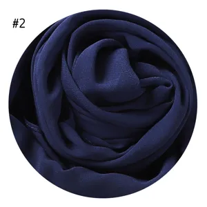 Dunkelblaue Perlen Chiffon Bubble Hijab Malaysischer langer Schal elegante Damen Kopftuch weich