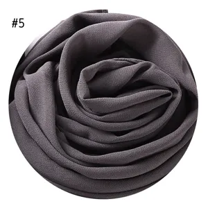 Einfarbig Perle Chiffon Blase Hijab langer Schal, elegantes dunkelgraues Kopftuch Detailansicht.