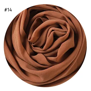 Einfarbiges, langes Bubble-Chiffon-Kopftuch für Damen, elegantes, braunes Hijab-Tuch.