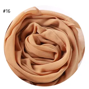 Einfarbig Perle Chiffon langer Schal Blase Hijab für Damen, leichtes tägliches Kopftuch.