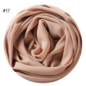 Einfarbig Perle Chiffon Bubble Hijab Schal für Damen, elegante lange Kopftuchwicklung.