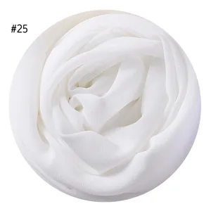 Weisser Chiffon Bubble Hijab Schal einfarbig muslimisches langes Kopftuch Damen Tuch leicht
