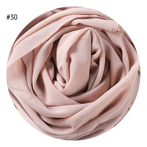 Einfarbig Chiffon Hijab Rose Rolle Rosa Kopftuch Damen Langer Weicher Schal Stil