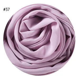 Einfarbig helllila Chiffon Bubble Hijab Schal für Damen, leichtes langes Kopftuch #37